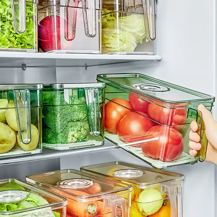 Stackable Plastic PET Vegetabili Food Fridge at Box